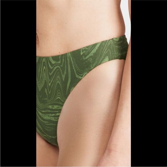Good American Good Waist Cheeky Bikini Bottoms Pesto Swirl Green 5 XXL 2XL NEW - Picture 4 of 8